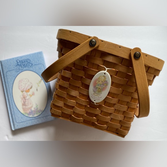 5/$30 Precious Moments Bundle. Basket with PM Porcelain Attachment & Journal EUC - Picture 1 of 11